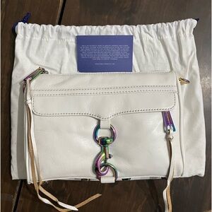 Rebecca Minkoff White Leather Iridescent Mini MAC Crossbody Purse